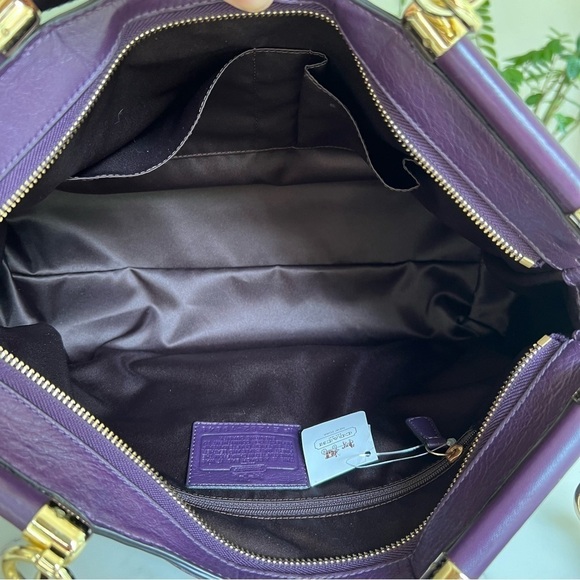 NWT Coach Madison Caroline Satchel in Pleated Gathered Leather Aubergine 19848 - Picture 15 of 16
